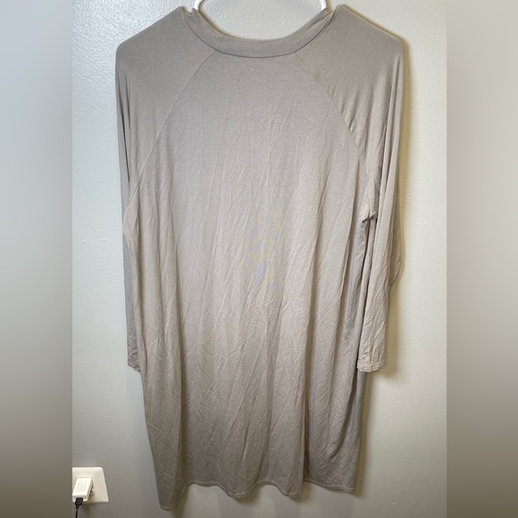 Eileen Fisher Women's Jersey Crew Hi Low Slit Hem Dress Color Sand Size Large - Picture 4 of 4